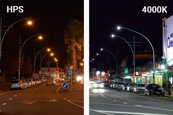 Street lighting comparing HPS vs 4000K