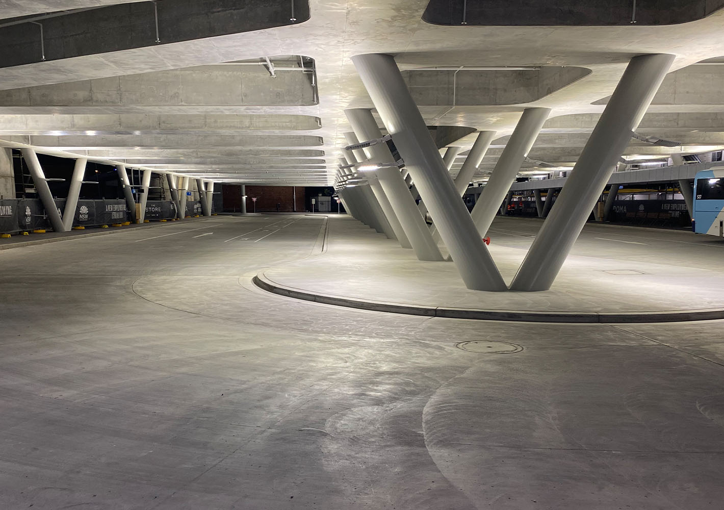 Underground lighting of the Newcastle Bus Interchange