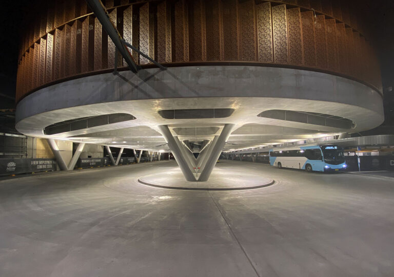 Underground lighting of the Newcastle Bus Interchange